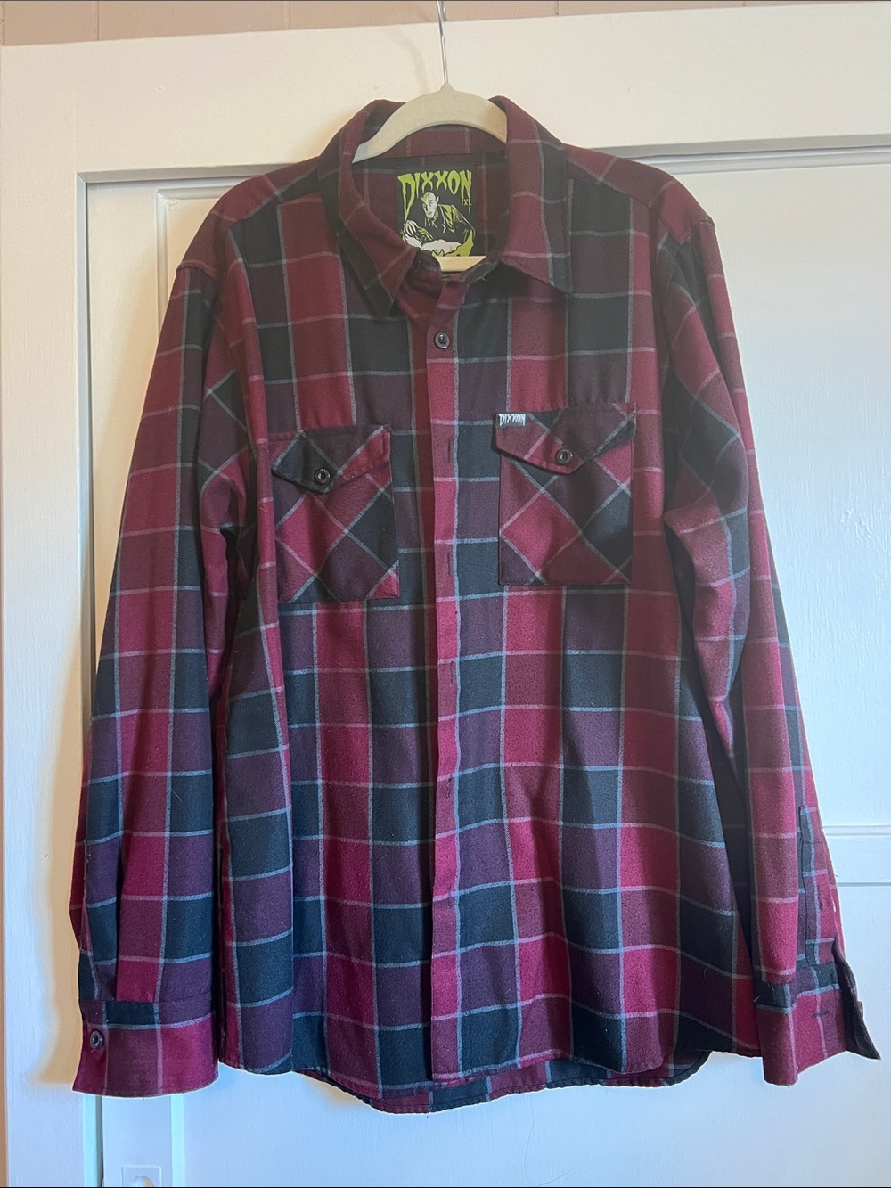 DIXXON Burgundy and Black Plaid Button-Up Shirt